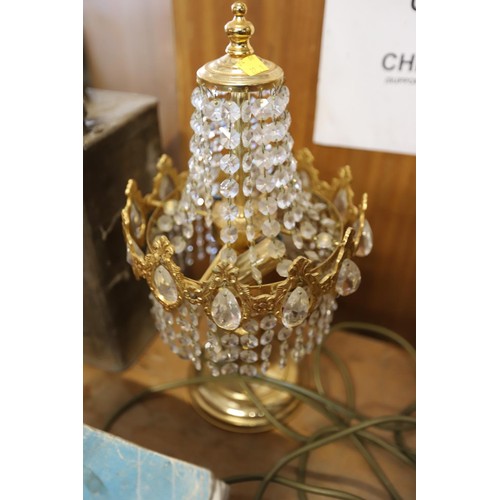 365 - 2 gold crystal table lamps - warranted until 12 noon Tuesday following the above sale