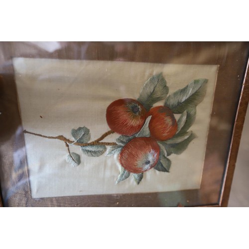 377 - 3 embroidered pictures, incl birds