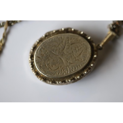 421 - Silver chain (3.4gms) & large white metal locket & chain