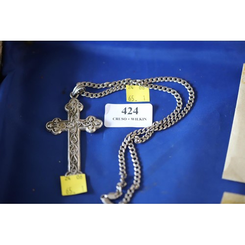 424 - Hallmarked silver crucifix & chain