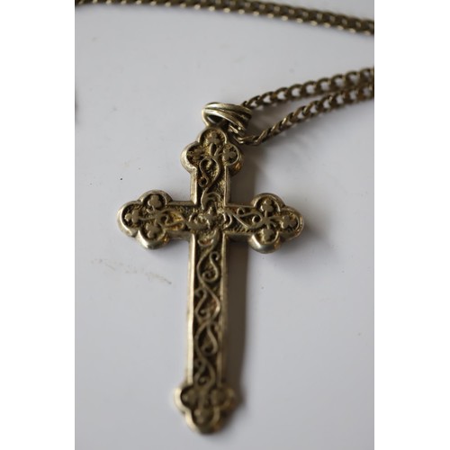 424 - Hallmarked silver crucifix & chain