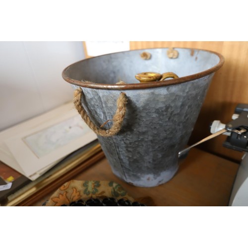 429 - Large stone ware flagon & metal bucket