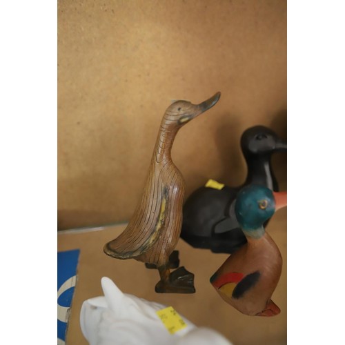 465 - Duck collection - wood, pottery, etc