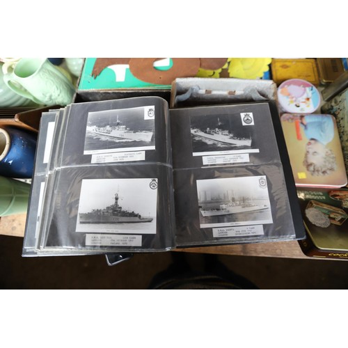 466 - Postcards in album motly ships