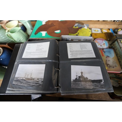 466 - Postcards in album motly ships