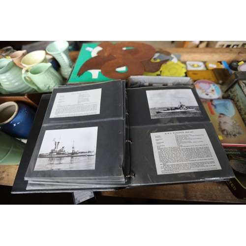 466 - Postcards in album motly ships