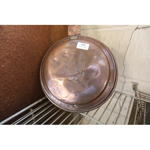 476 - Copper bed Pan a/f