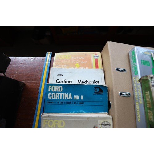 553 - Qty of vintage Ford cortina, consul, escort, transit, technical service data books