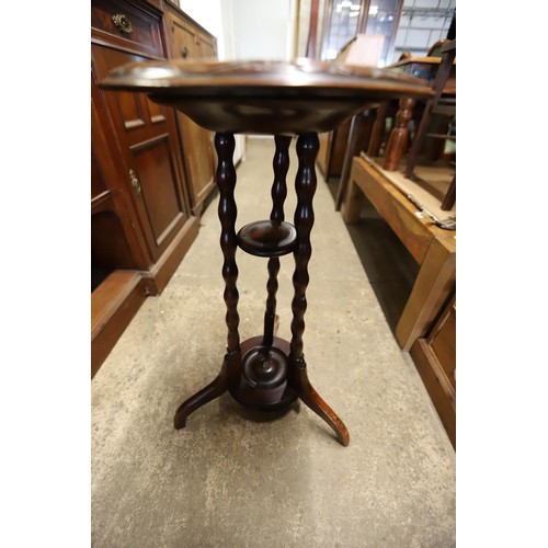 580 - Antique mahogany Plant stand with plate