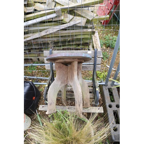 35 - Garden wooden chair with metal ends & small table