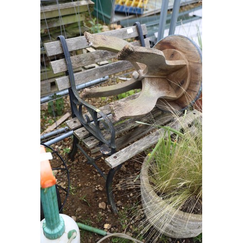 35 - Garden wooden chair with metal ends & small table