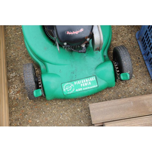 82 - petrol self propelled lawn mower with new carborettor and pully