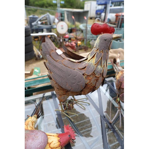 105 - 2 chickens & pheasant (metal)