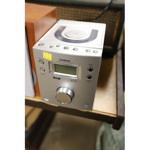 127 - Goodmans DAB radio & CD micro system with speakers & remote - to be rewired by a qualified electrici... 