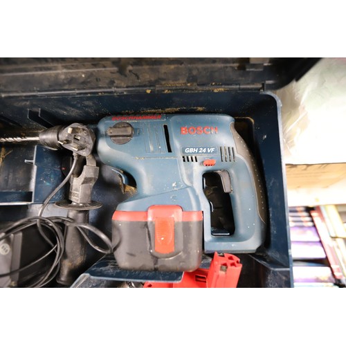 244 - Large cased Bosch 24v dual chuch SDS drill