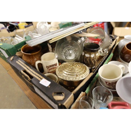 287 - 4 boxes of various crockery, glass, pottery