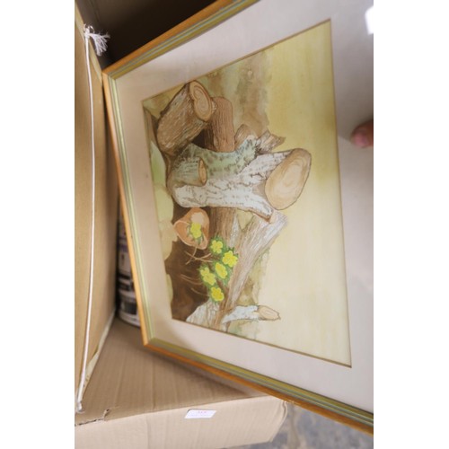 315 - Box of pictures (1), paintings (4)