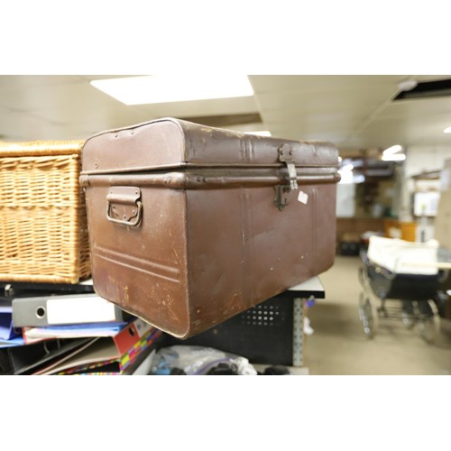 327 - Metal brown trunk