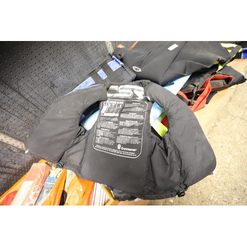 331 - 7 x life jackets/2 x wet suits/body board