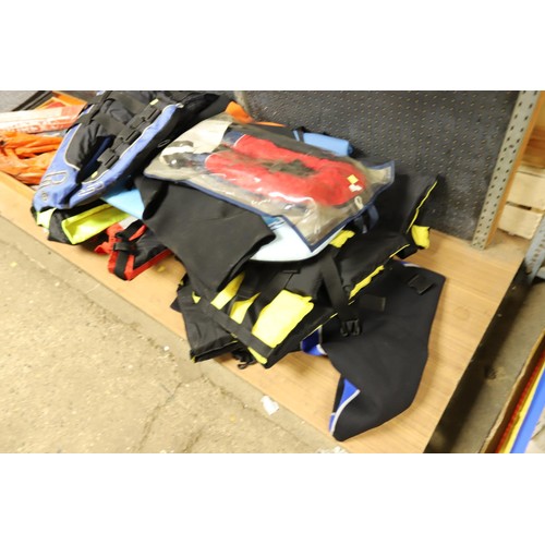 331 - 7 x life jackets/2 x wet suits/body board