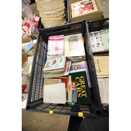 336 - 2 crates of cigarette/tea picture card misc, incl trade catalogues, collectors magazines & albums, e... 