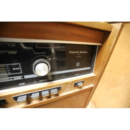 357 - Antique radiogram, drop leaf table, trouser press, etc