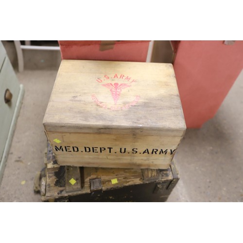 373 - 3 Army wooden boxes