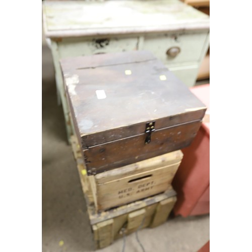 373 - 3 Army wooden boxes