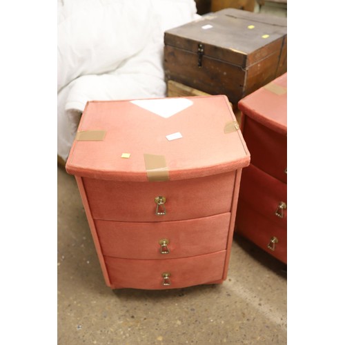 374 - 2 bedside cabinets, pink covered