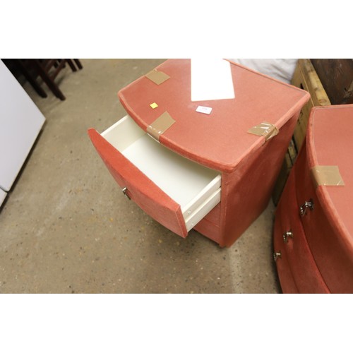 374 - 2 bedside cabinets, pink covered