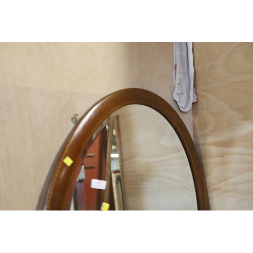 392 - Antique oval inlaid wall mirror