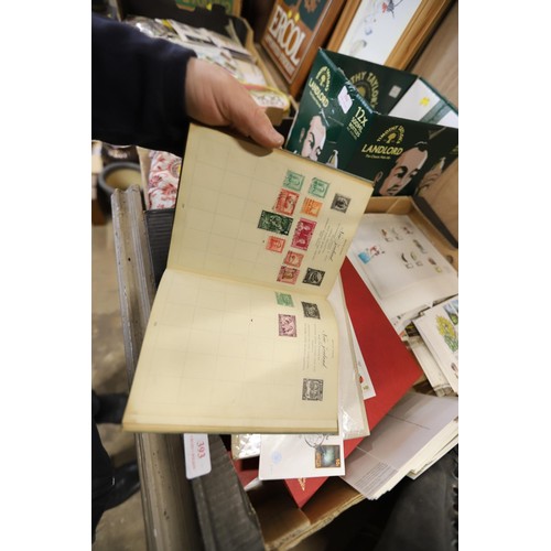 393 - Box of stamp albums, first day covers & more