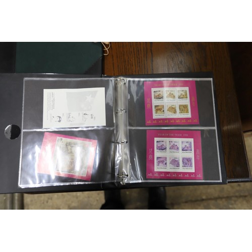 420 - 2 albums of stamps, 1 album of railway, 2nd album mini sheets