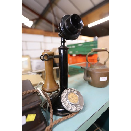 425 - 1930's GPO daffodil candlestick telephone with separate double bell box (working)