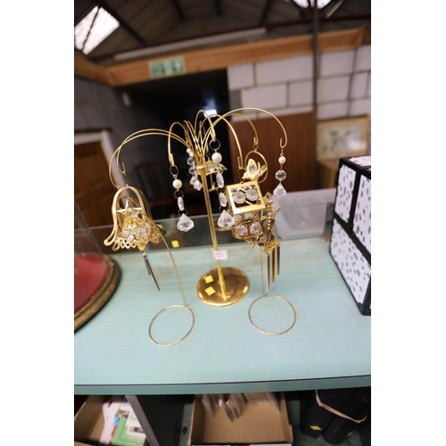 429 - Crystal & brass items - display, wind-chimes, etc