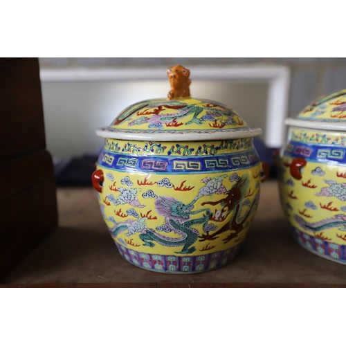 433 - 2 Chinese vases with lids