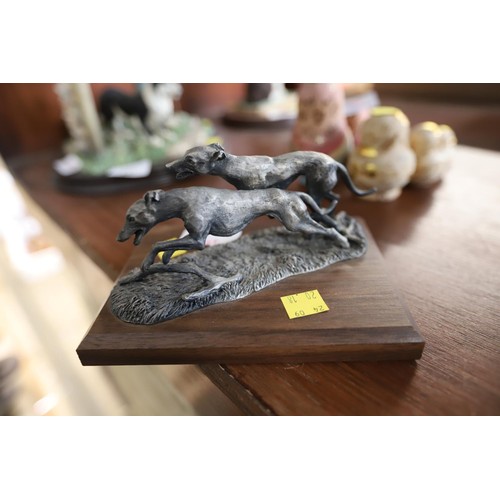 457 - Pewter greyhound racing tableau