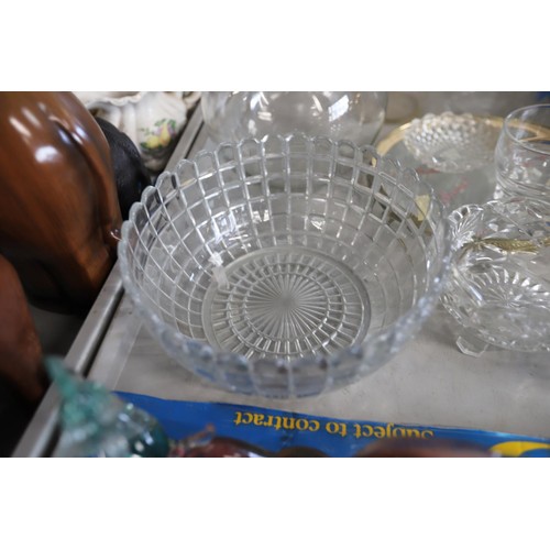 548 - Good glassware - decanters, fish bowl, storage, etc