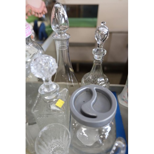 548 - Good glassware - decanters, fish bowl, storage, etc