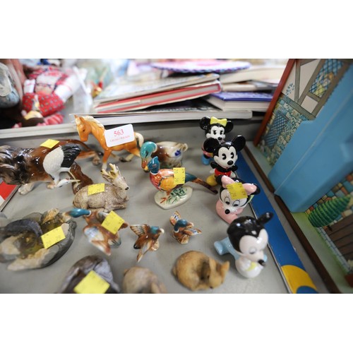 563 - Disney's Mickey & Minnie Mouse figures & numerous small porcelain animals