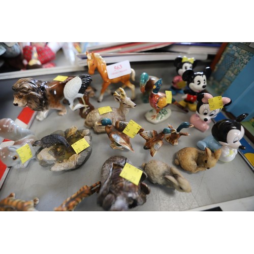 563 - Disney's Mickey & Minnie Mouse figures & numerous small porcelain animals