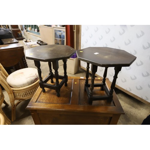 586 - 2 small octagon top tables