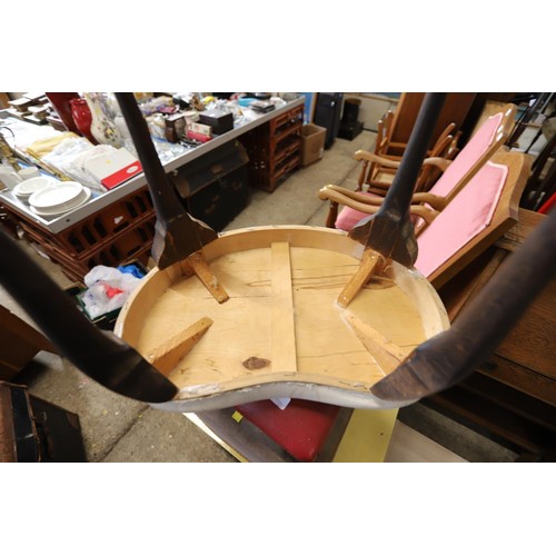 611 - Kidney shape stool, pouffe & red leather top stool