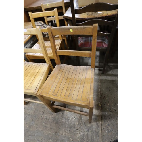 634 - Set of 4 slated seated chairs