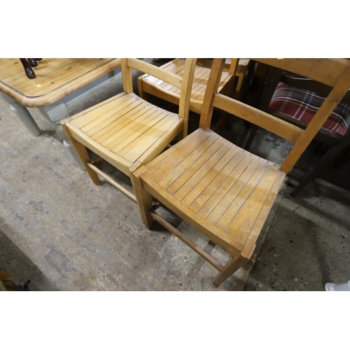 634 - Set of 4 slated seated chairs