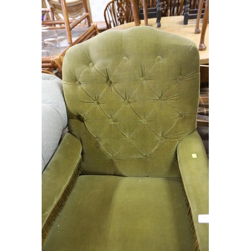 641 - Green button armchair