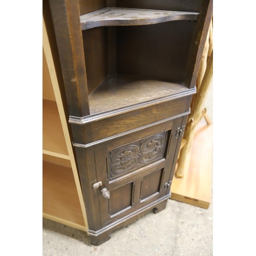 649 - Priory oak corner cabinet