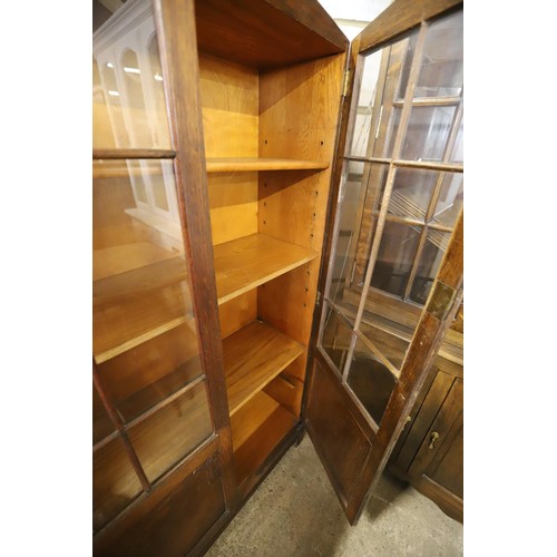 652 - Oak glazed display cabinet