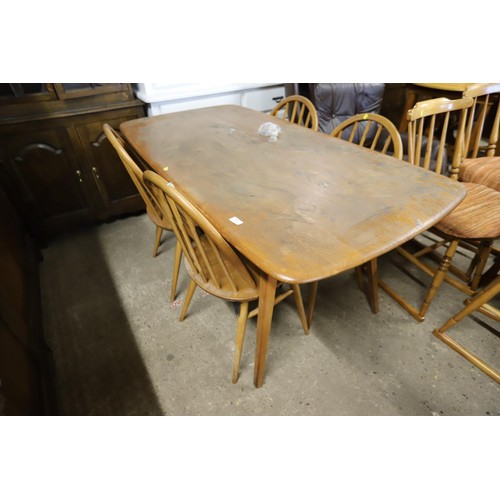 654 - Ercol table with extra extension leaf & 4 chairs a/f