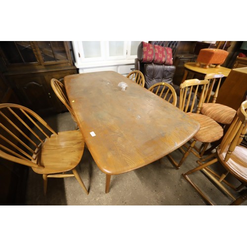 654 - Ercol table with extra extension leaf & 4 chairs a/f